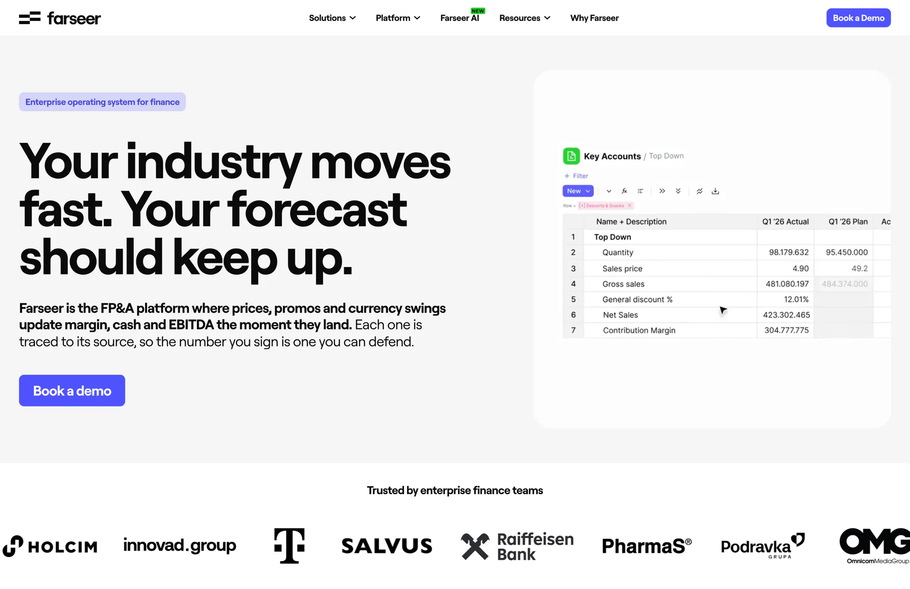 Farseer website on a laptop: homepage with the forecast table