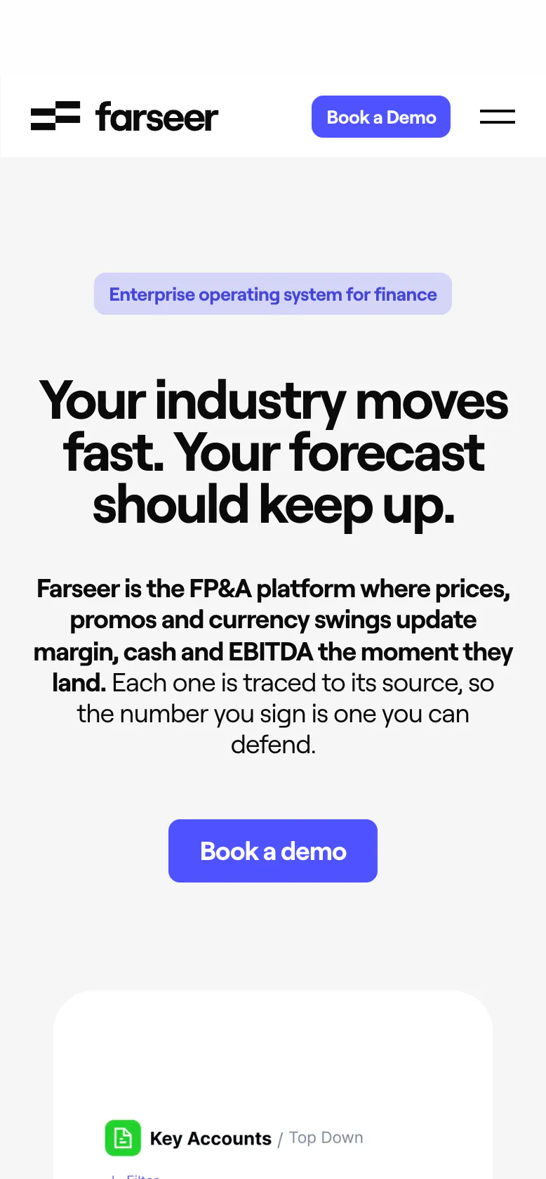 Farseer homepage, mobile view