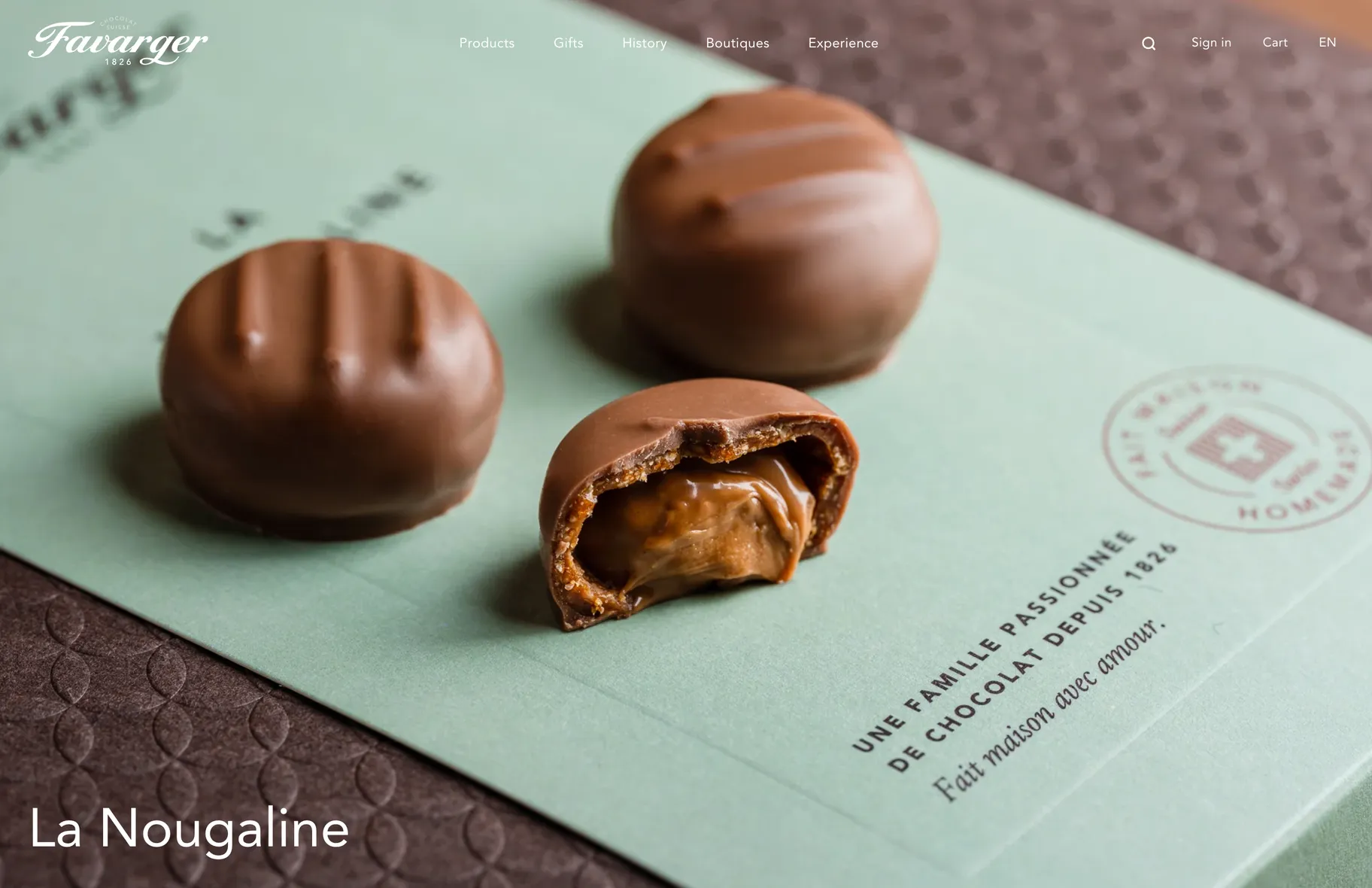 Favarger homepage, desktop view
