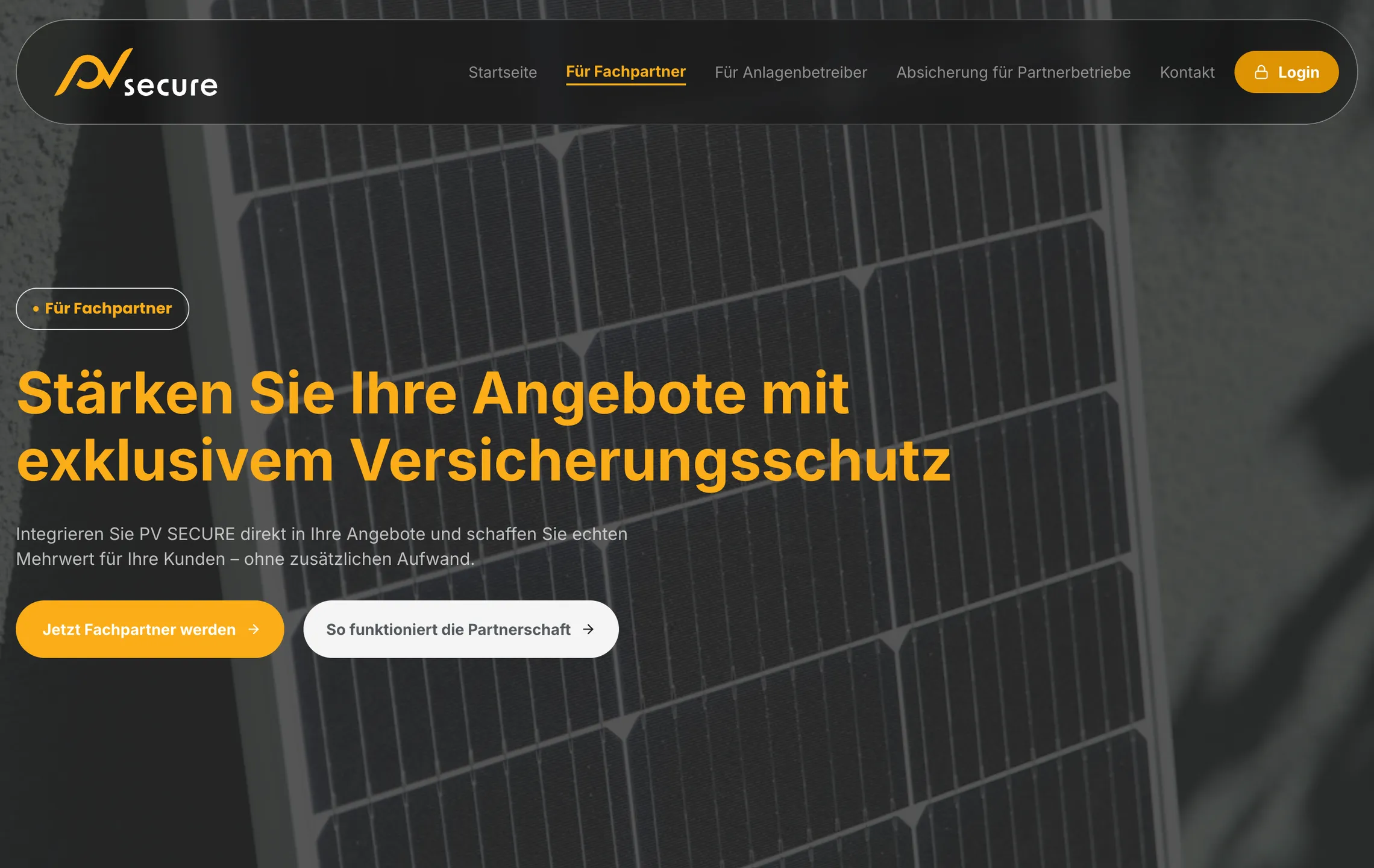 PV SECURE page for installation partners