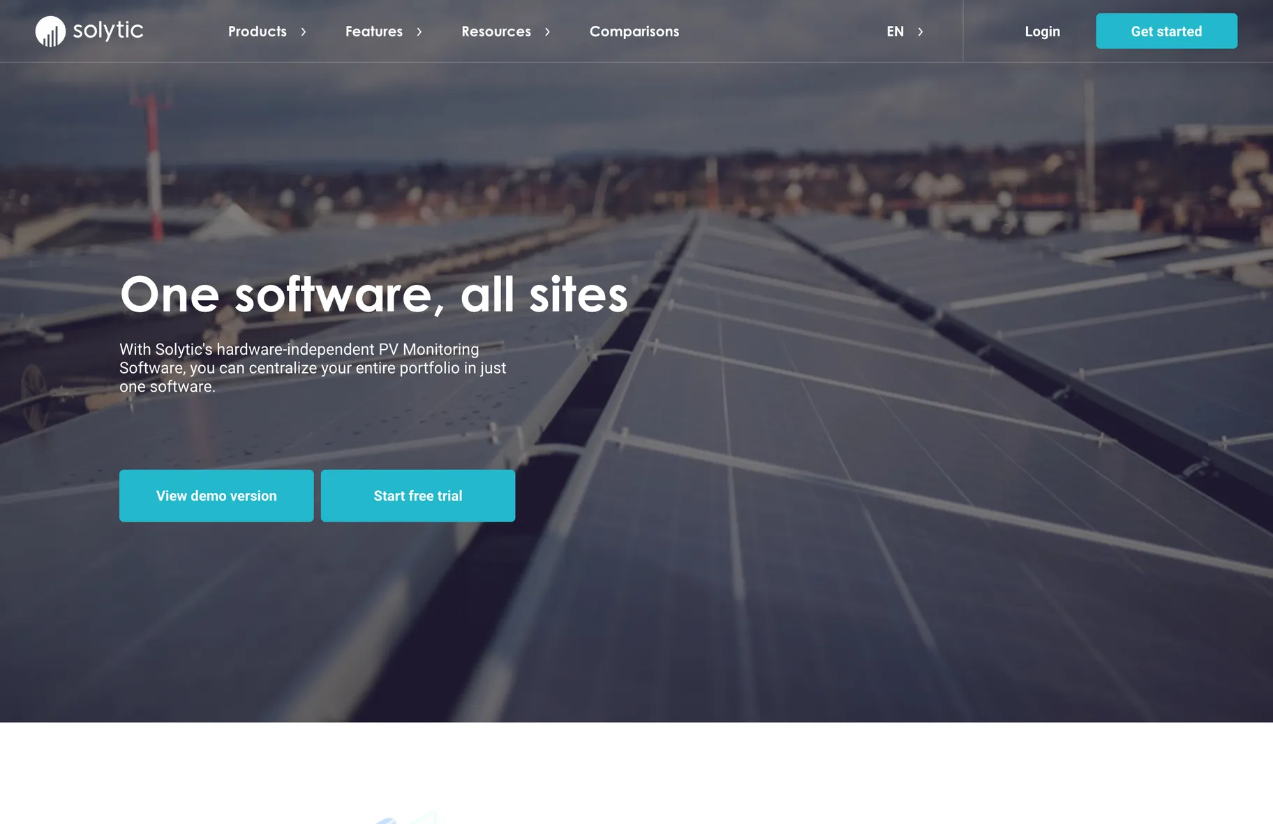 Solytic homepage, desktop view