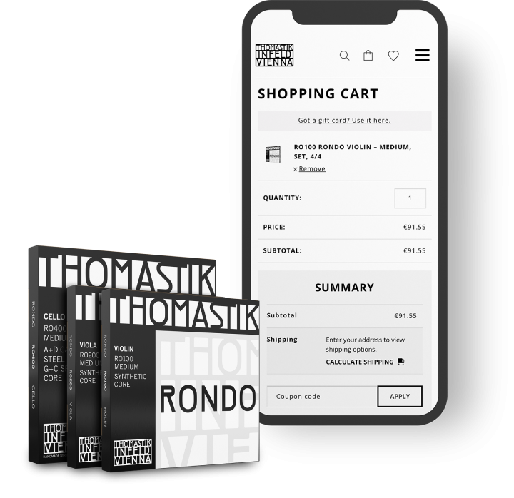 Thomastik strings with mobile cart